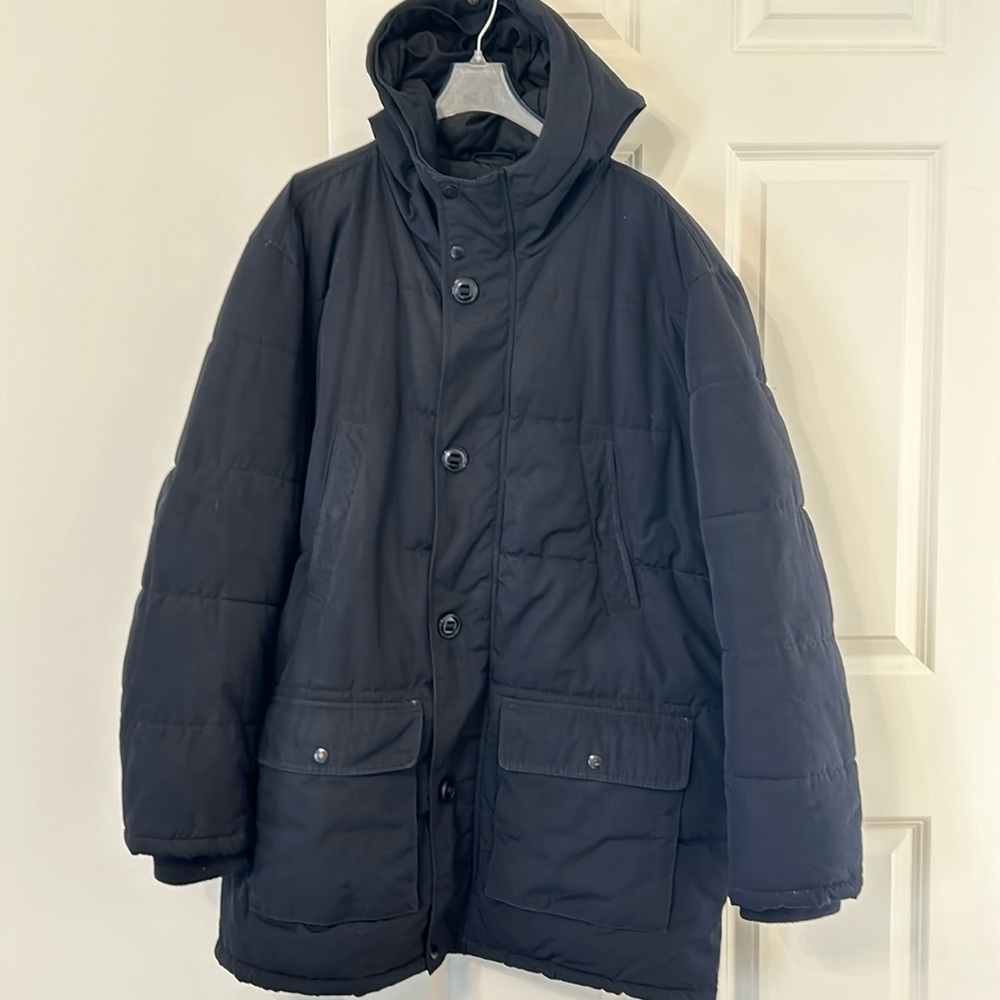 Super Warm Black Liz Claiborne Hooded Down 3/4 Length Winter Coat
